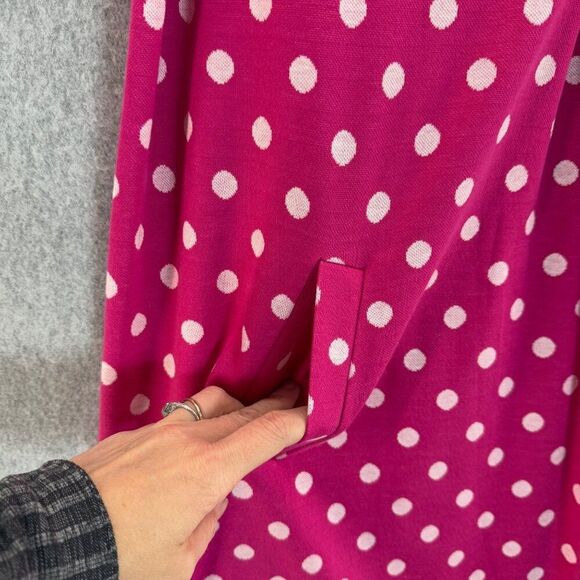 Tyler Böe NWT Pink Polka Dot Dress Womens Large Pleated Pockets Peter Pan Collar - Picture 3 of 14